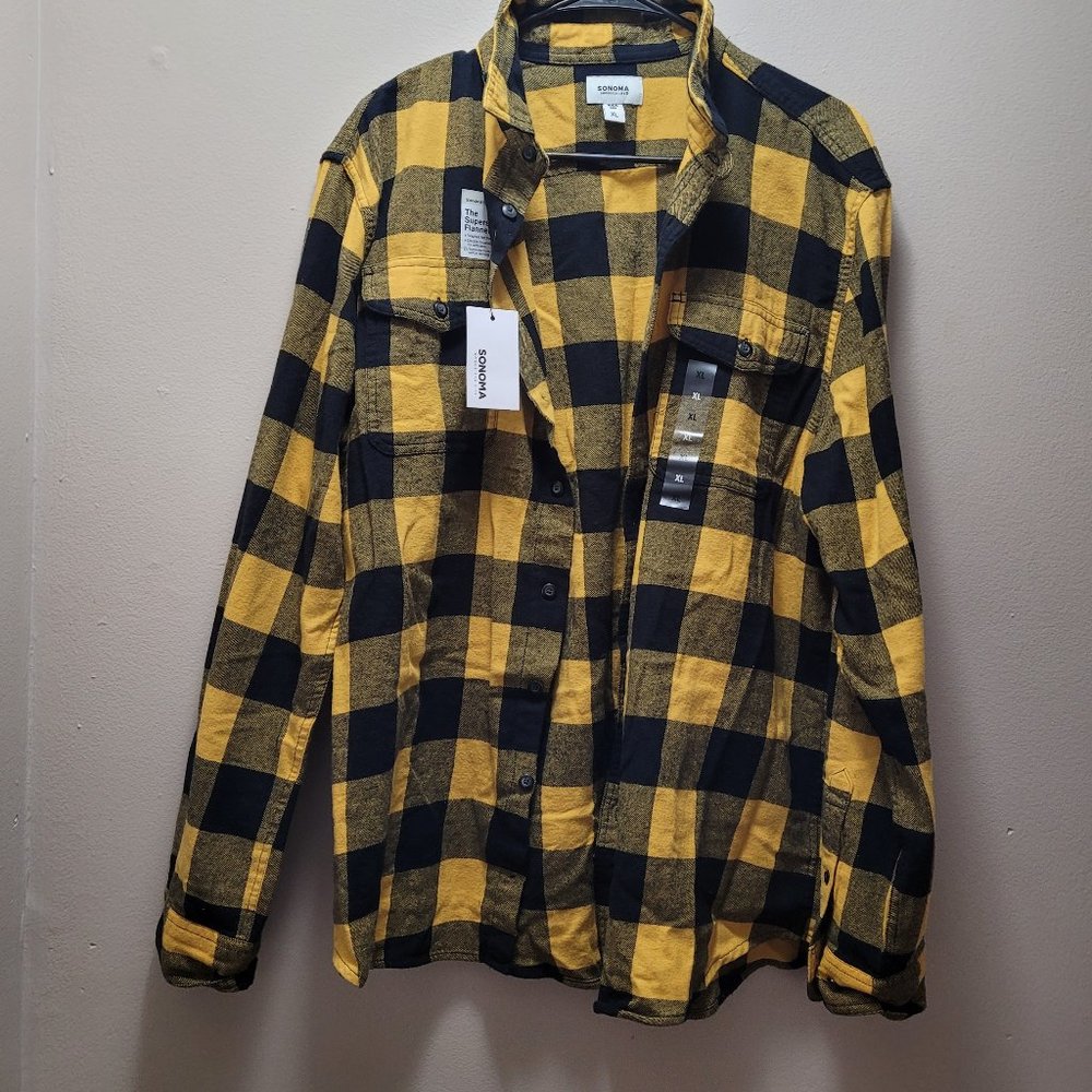 Sonoma Men's Supersoft Flannel Black and Yellow
